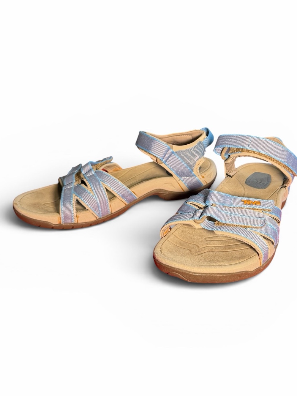 Teva Women's Iridescent Blue and Tan Outdoor Sandals